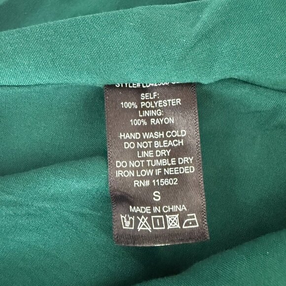 Lush | Midi Green Gold Polka Dot Tie Front Dress Size S - Picture 7 of 7